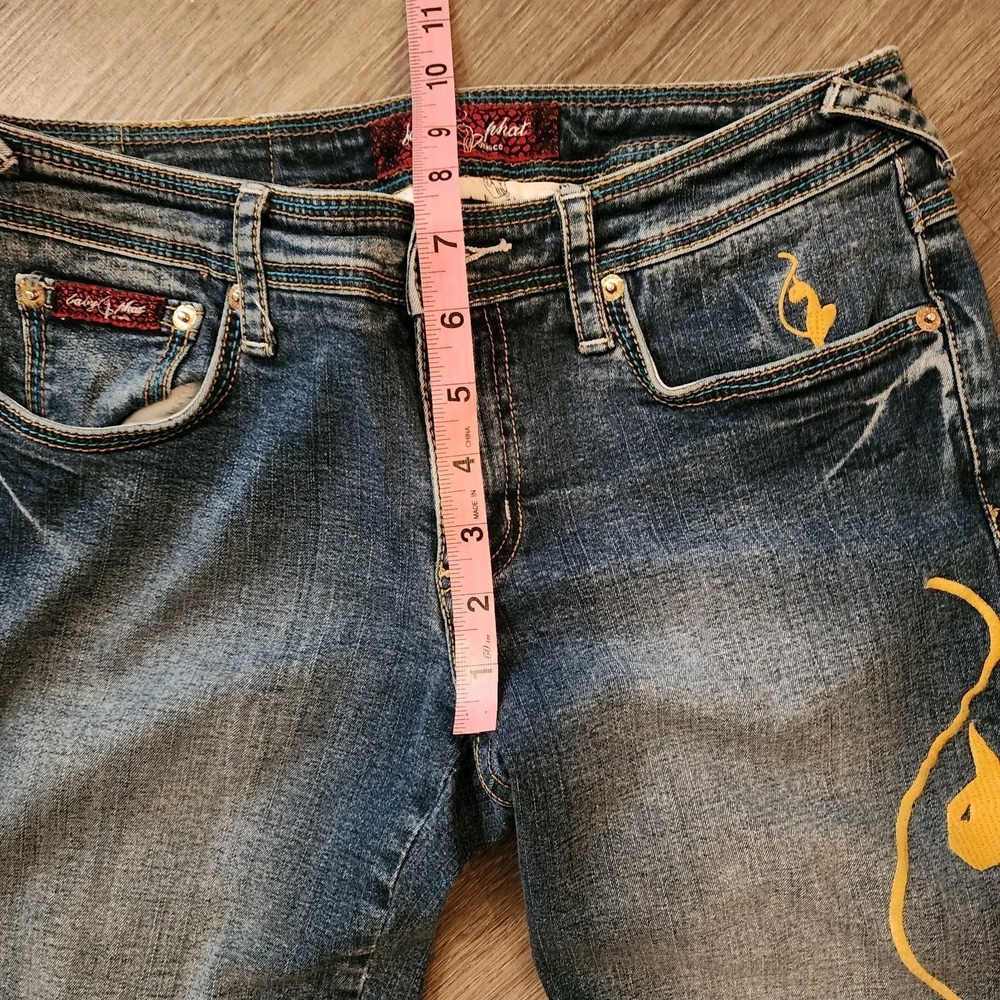 Vintage Baby Phat Y2K Capri Jeans Cat Embroidered McBling Cropped Denim 5 / 6 - Picture 12 of 16